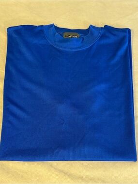 Le Monde Homme Couture Royal Blue Textured Ribbed Knit Shirt XXL Korea